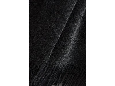 Echte dikke wollen cashmere sjaal met franjes, donker grijs, uniseks