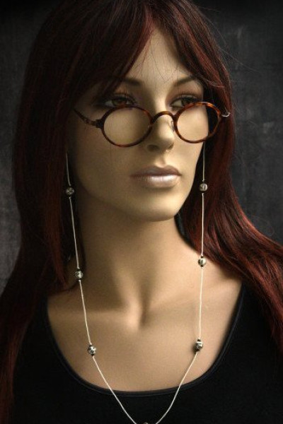 Handmade design brillenkoordje, zwart wit met etnische kralen